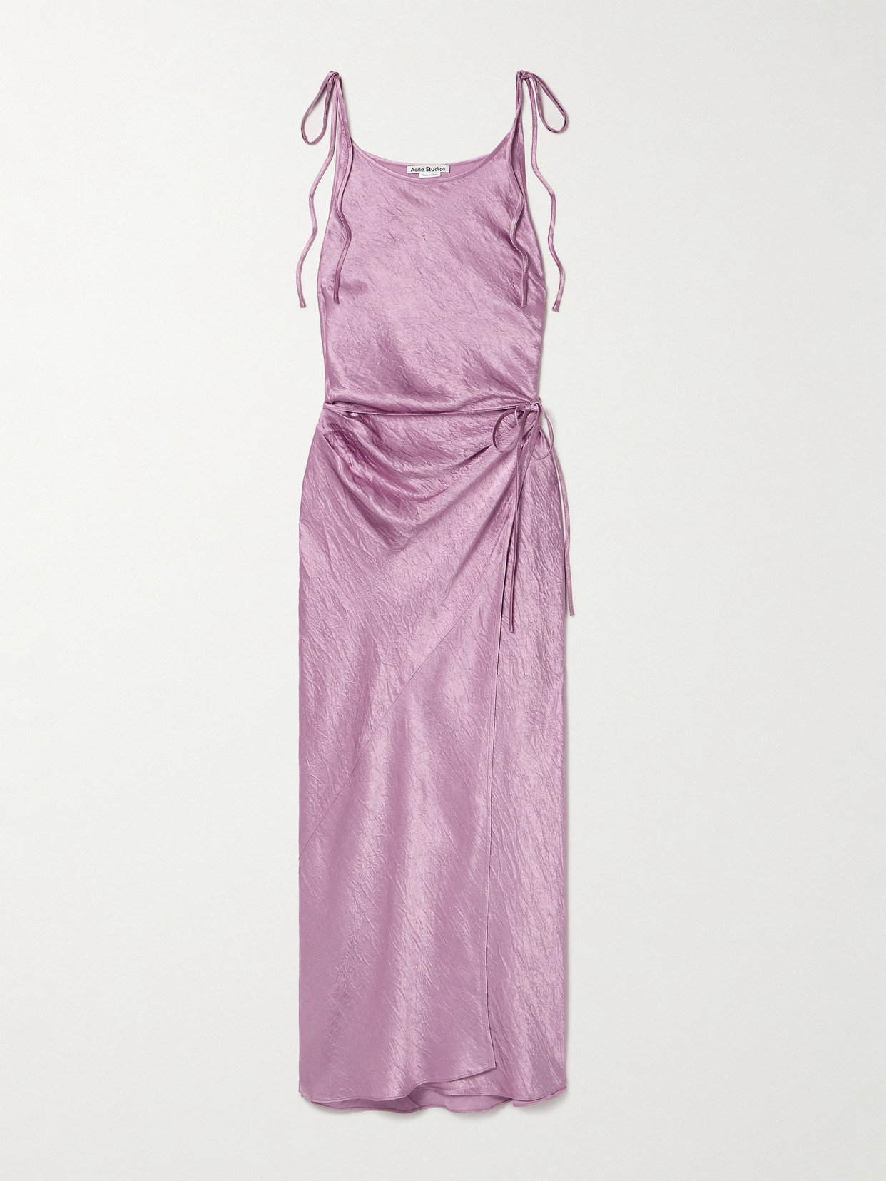 Acne Studios Hammered-satin Wrap Maxi Dress In Purple