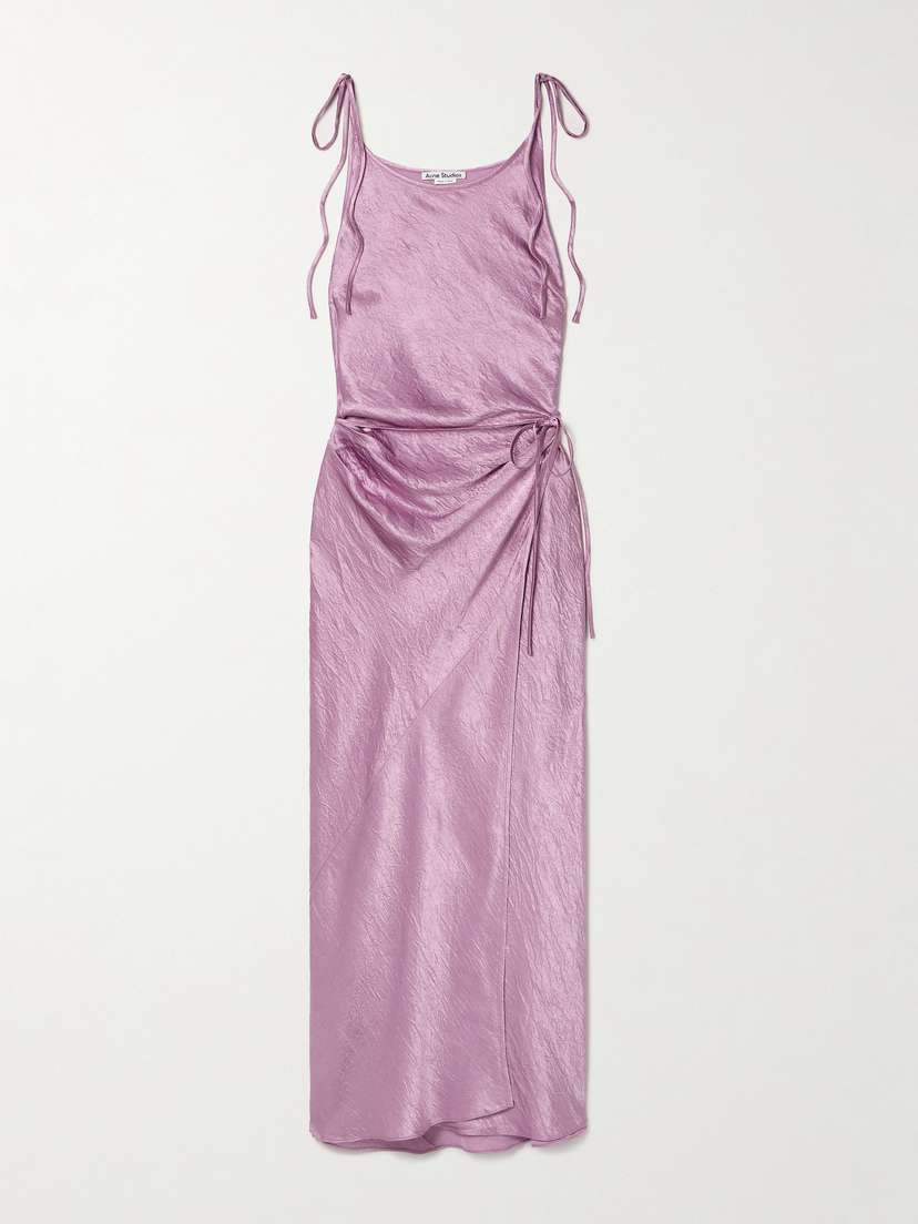 Acne Studios Hammered-satin Wrap Midi Dress
