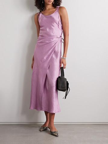 Acne Studios Hammered-satin wrap midi dress