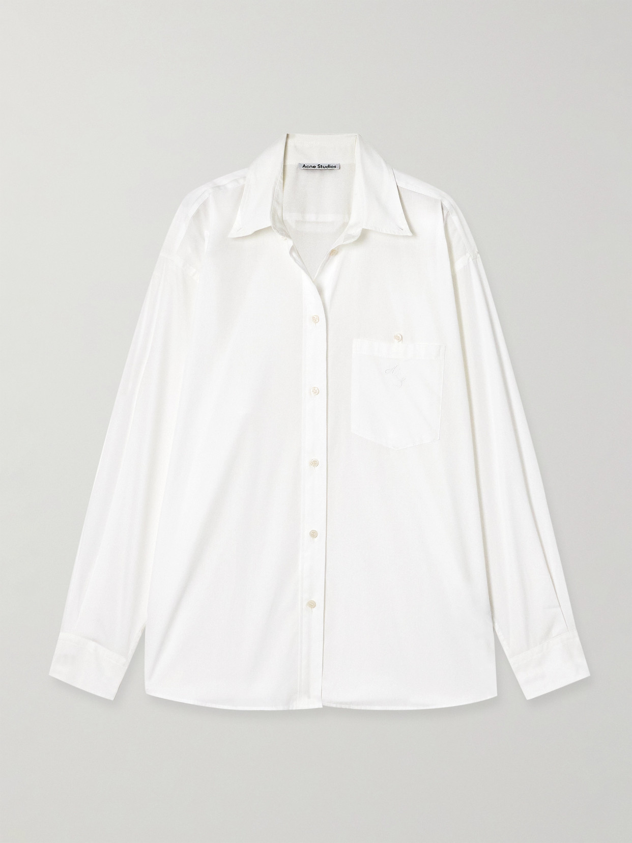 Acne Studios Embroidered Cotton-poplin Shirt In White