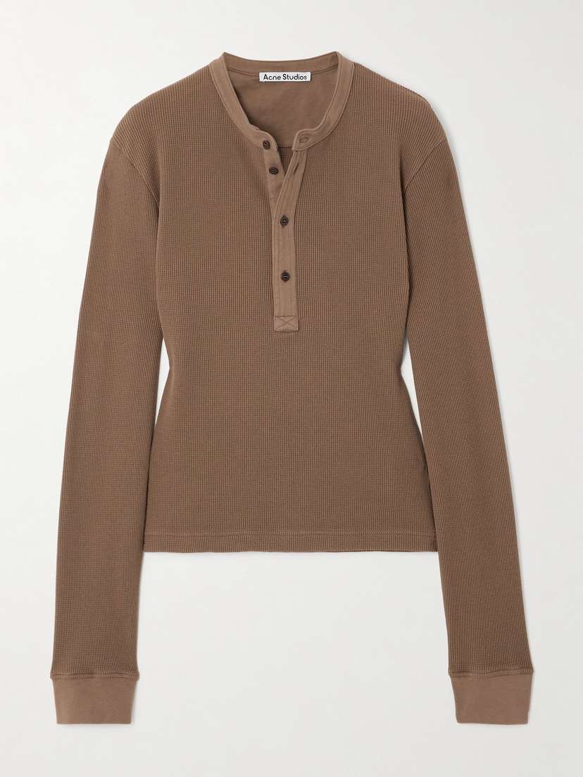 Acne Studios Knitted Appliquéd Organic Cotton Henley Sweater