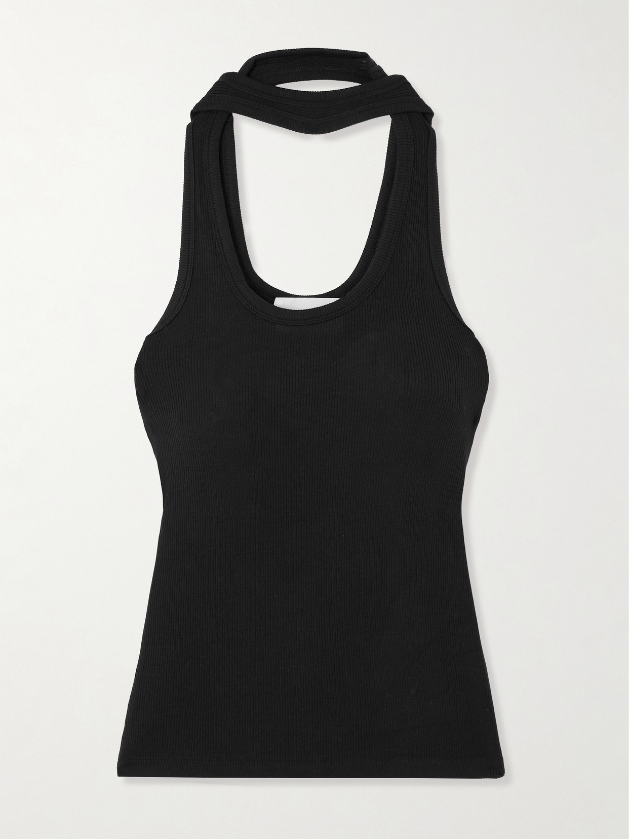 Coperni Ribbed Stretch Viscose Tank Top In Black