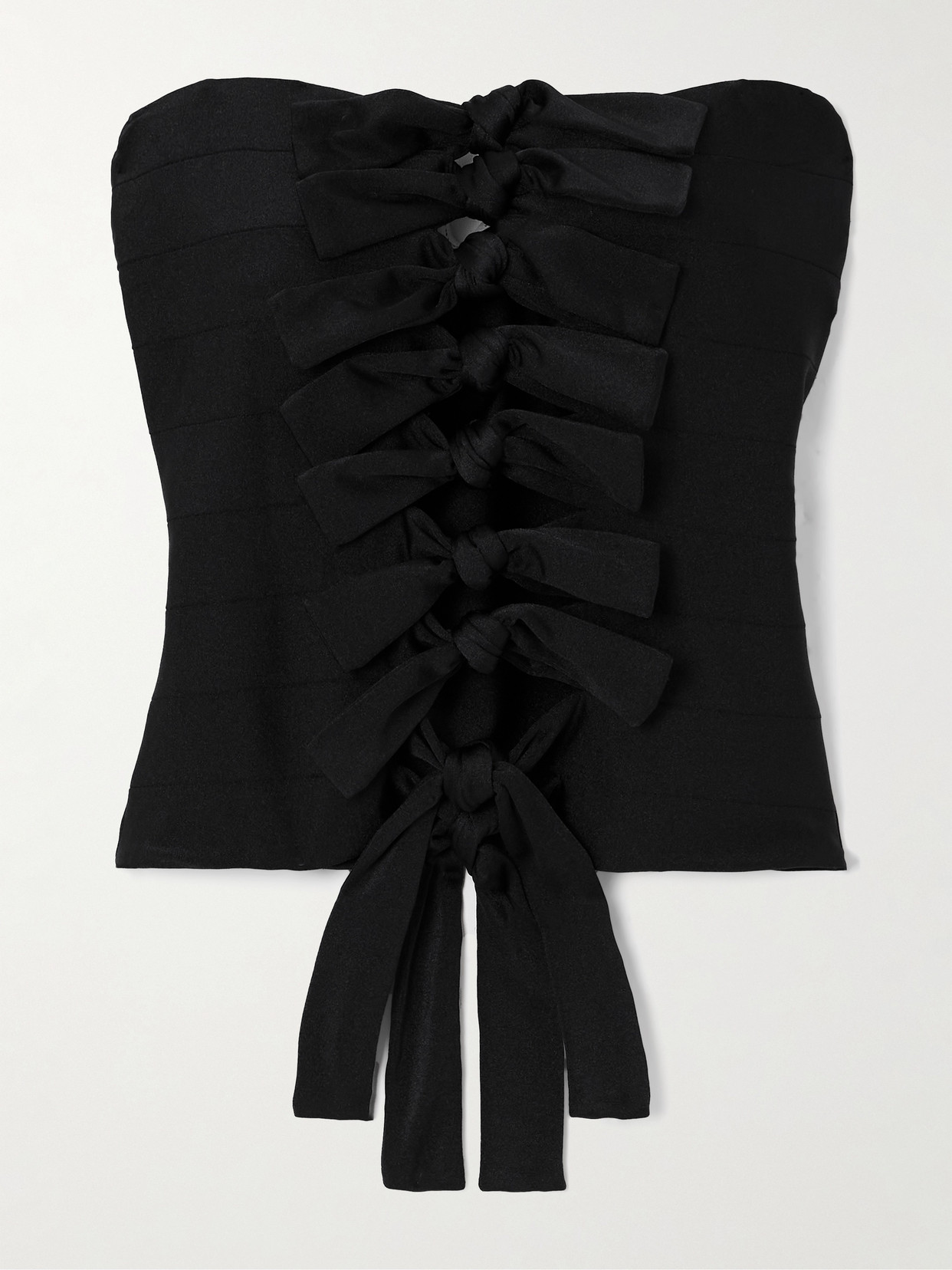 Coperni Strapless Knotted Cutout Stretch-jersey Top In Black