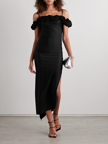 Coperni Cold-shoulder ruffled stretch-jersey gown
