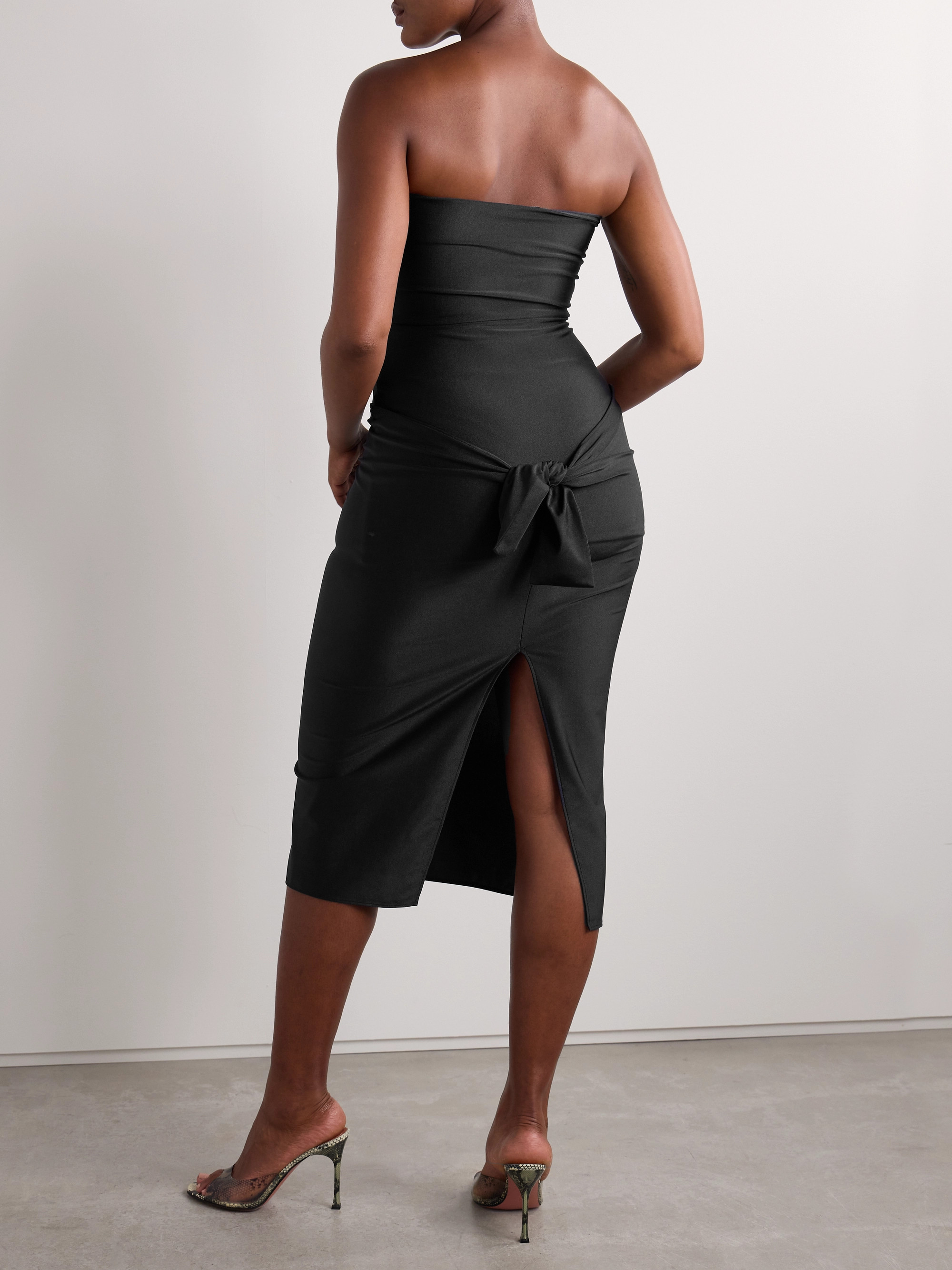 Coperni Strapless knotted cutout stretch-jersey midi dress