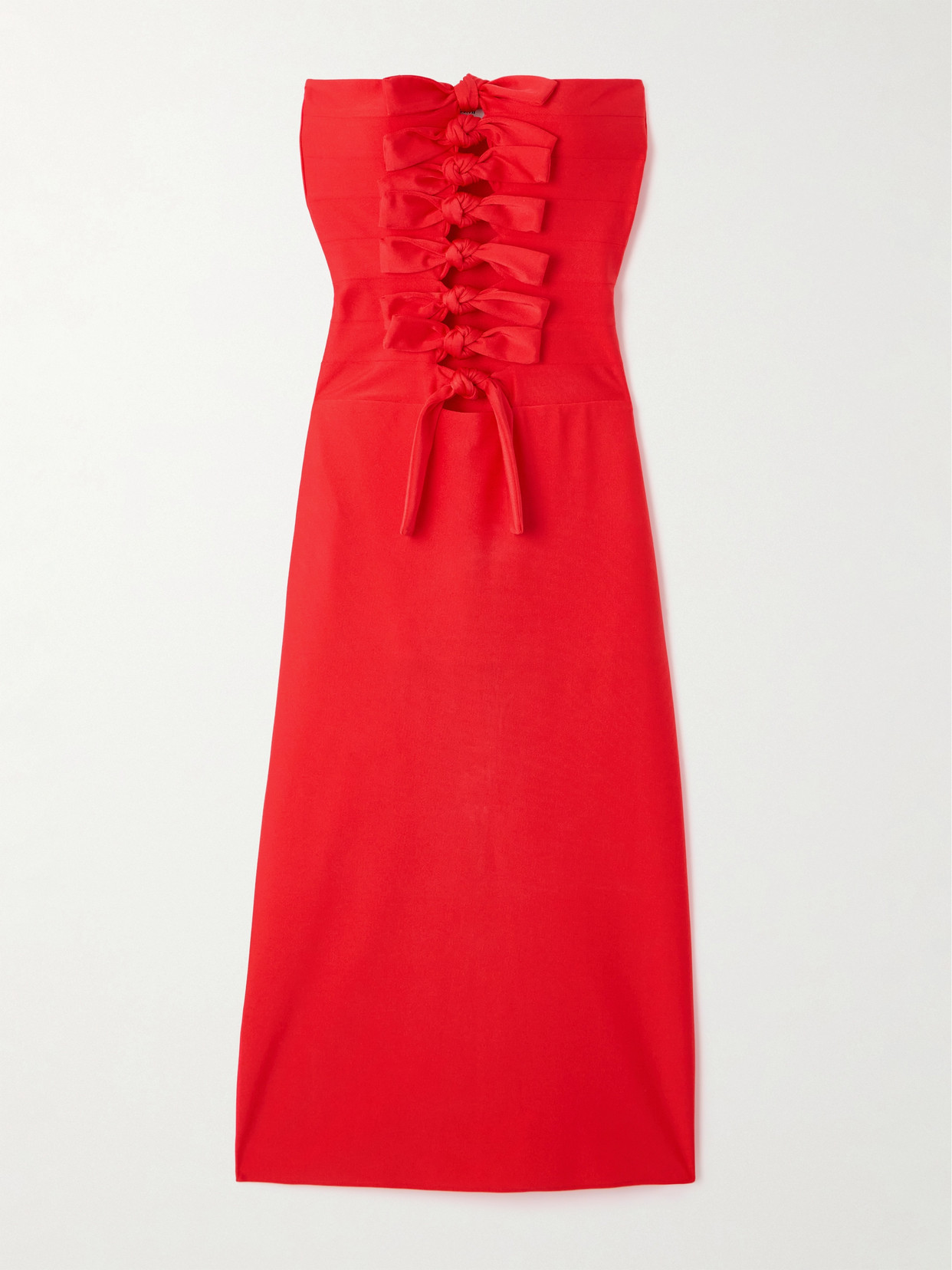 Coperni - Strapless Knotted Cutout Stretch-jersey Midi Dress - Red