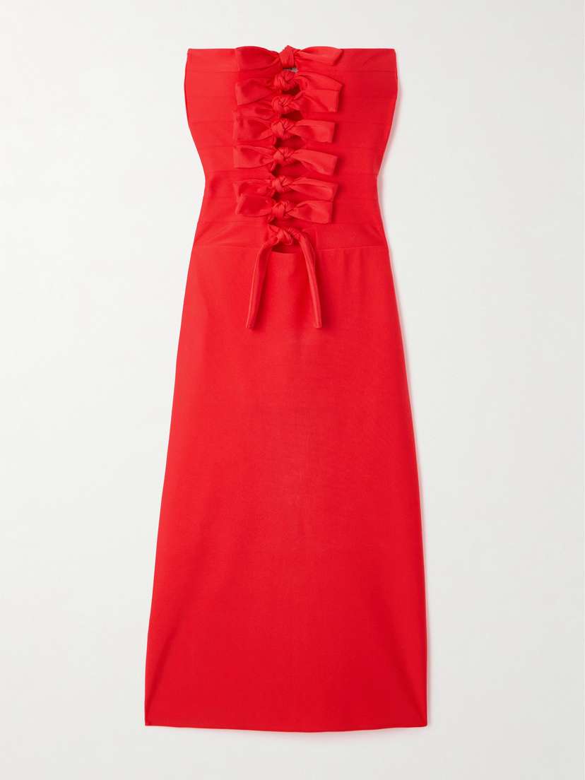 Coperni Strapless Knotted Cutout Stretch-jersey Midi Dress