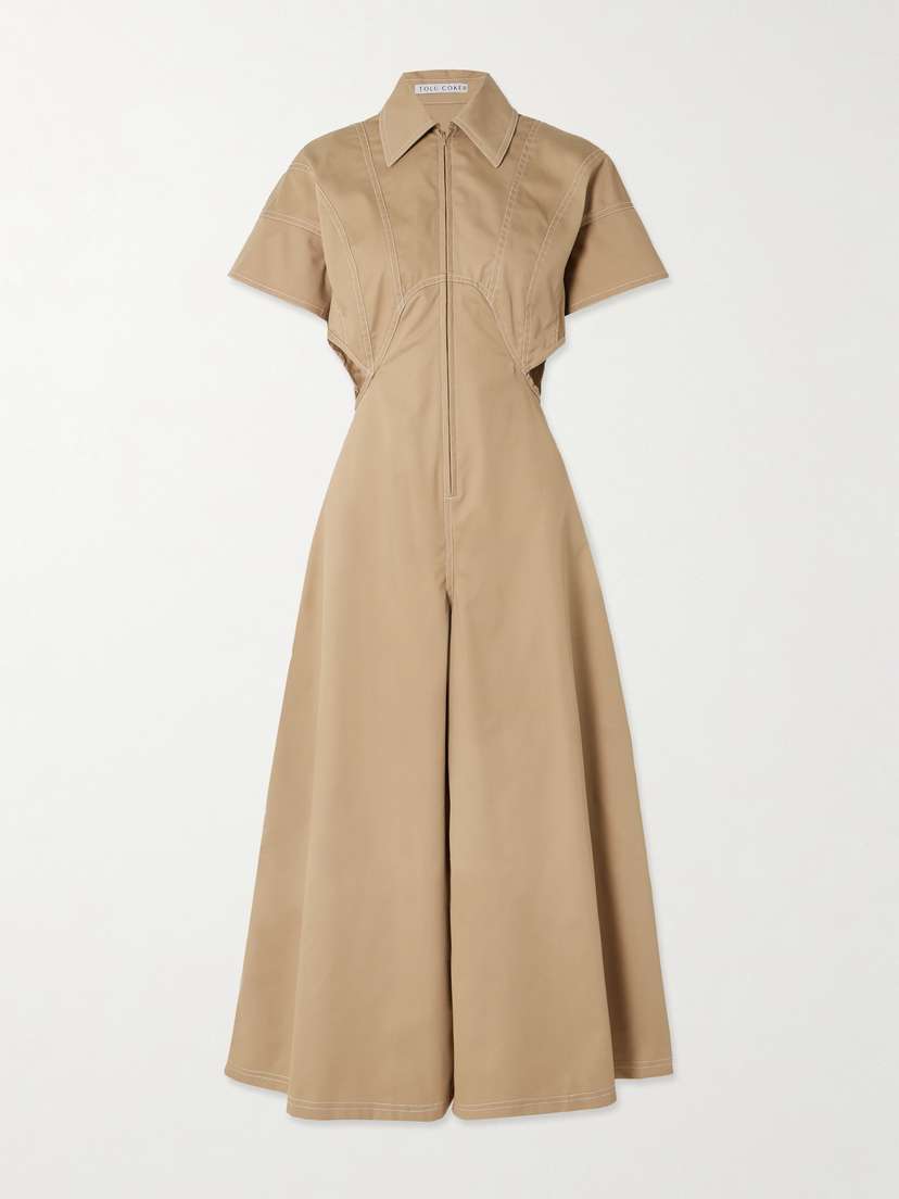 Tolu Coker Cutout Paneled Denim Jumpsuit