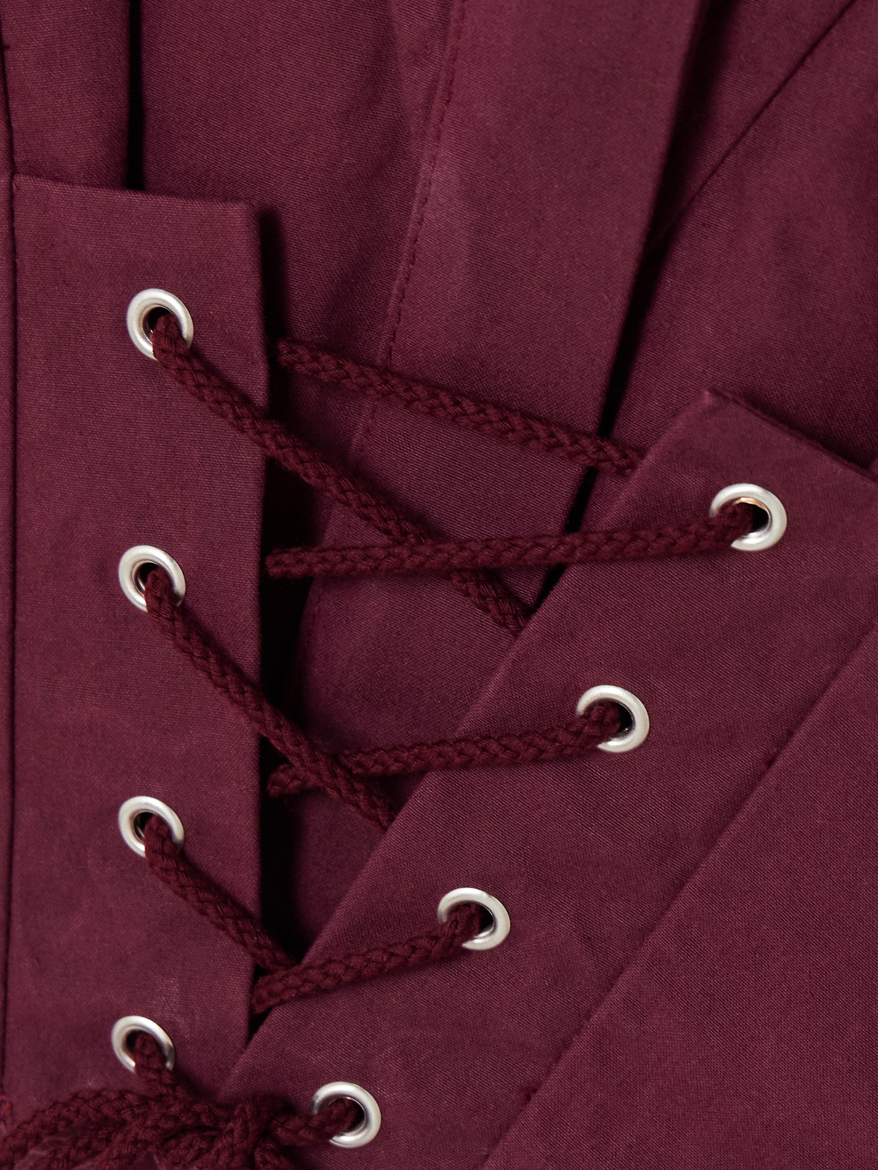 Cropped Lace-Up Cotton-Poplin Shirt