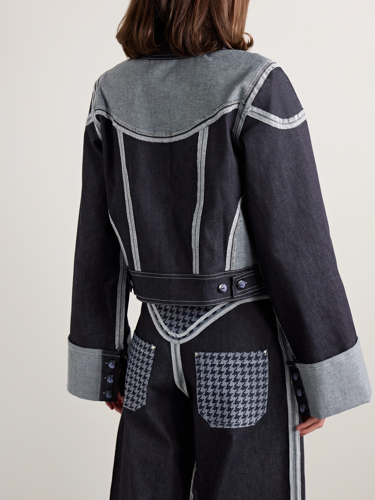 Tolu Coker Paneled Denim Jacket In Blue