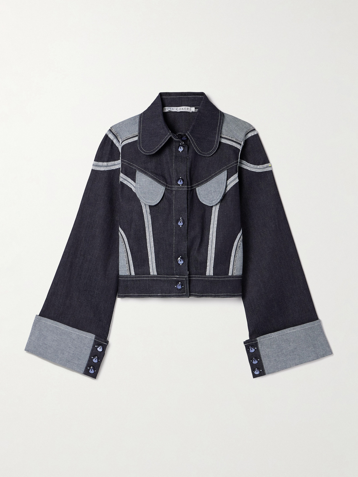 Tolu Coker Paneled Denim Jacket In Blue