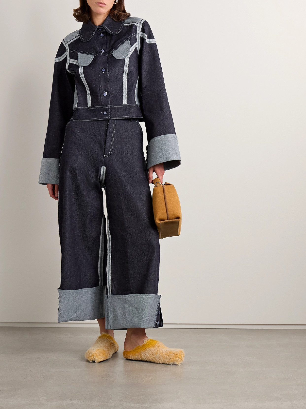 Tolu Coker Paneled Denim Jacket In Blue