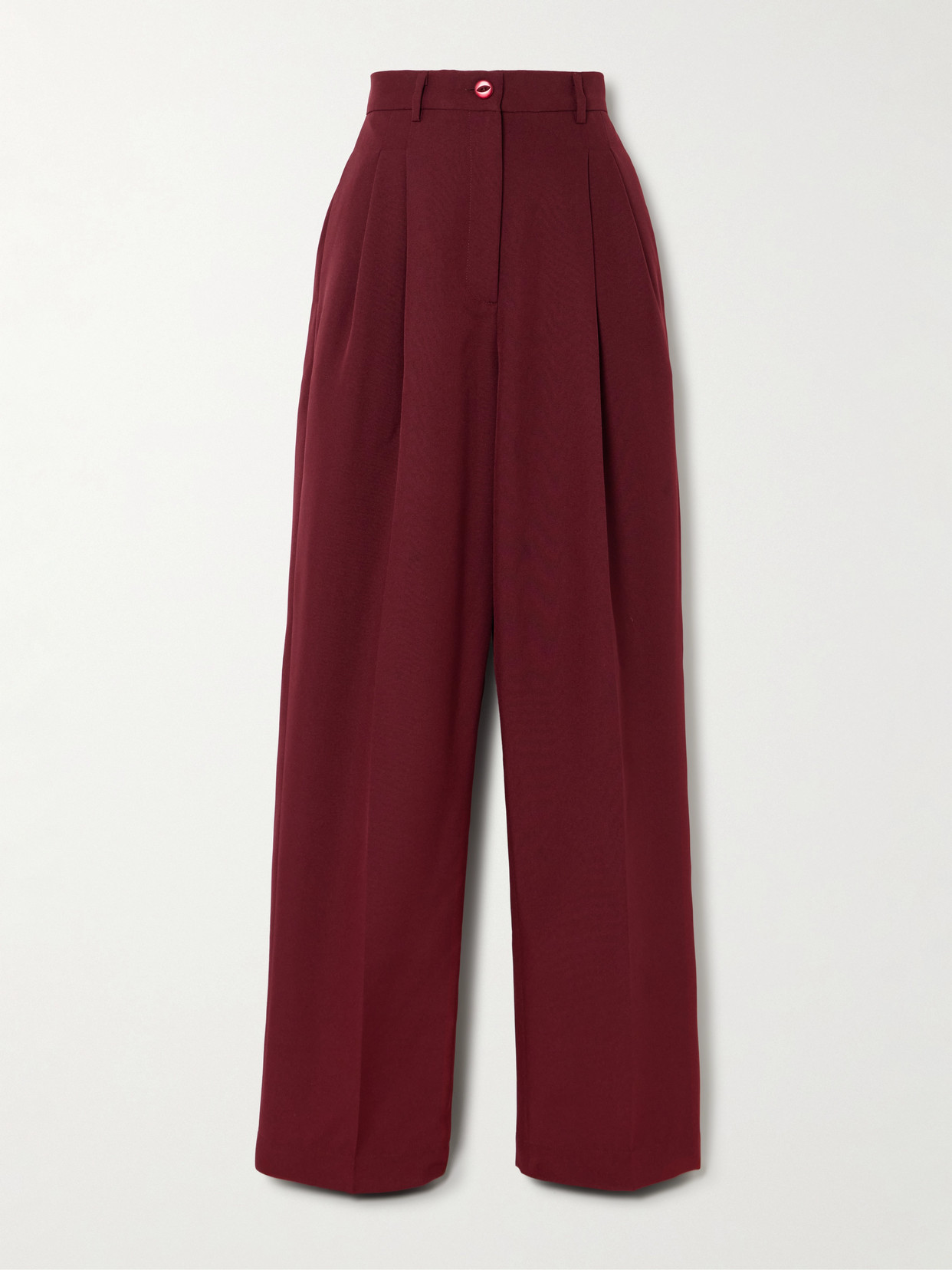 Tolu Coker Pleated Grain De Poudre Wide-leg Trousers In Burgundy