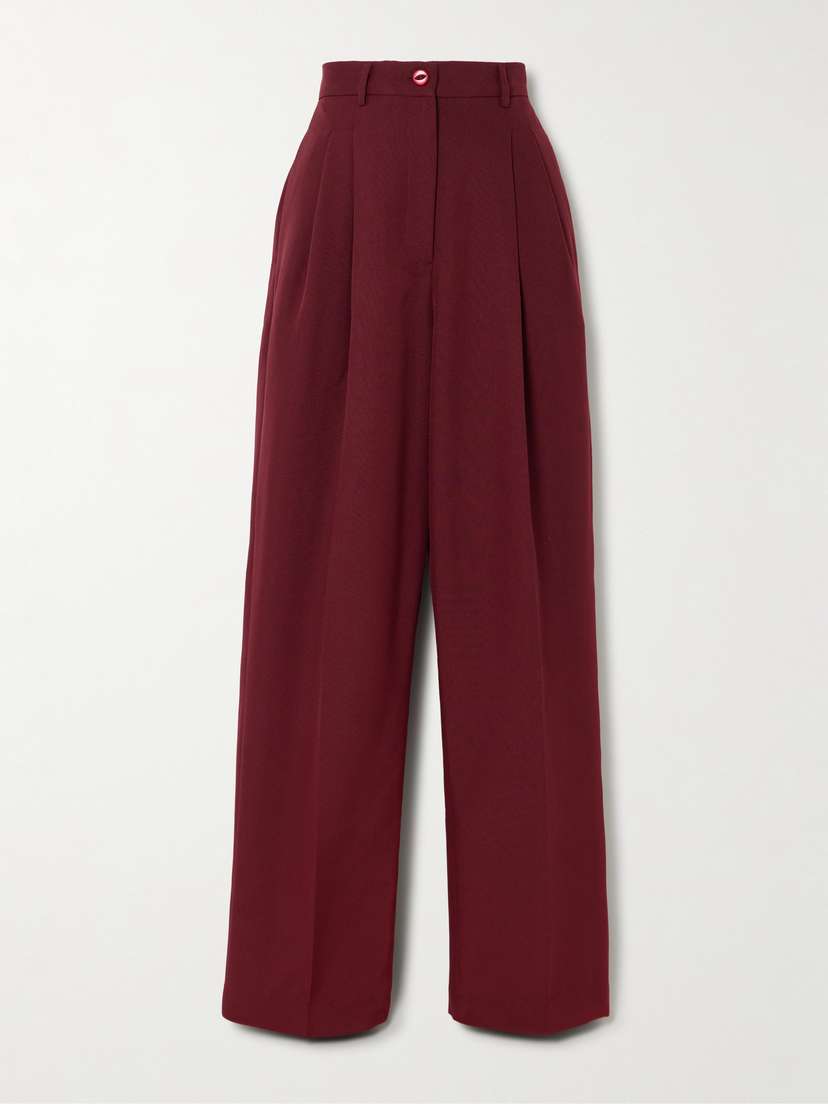 Tolu Coker Pleated Grain De Poudre Wide-leg Pants