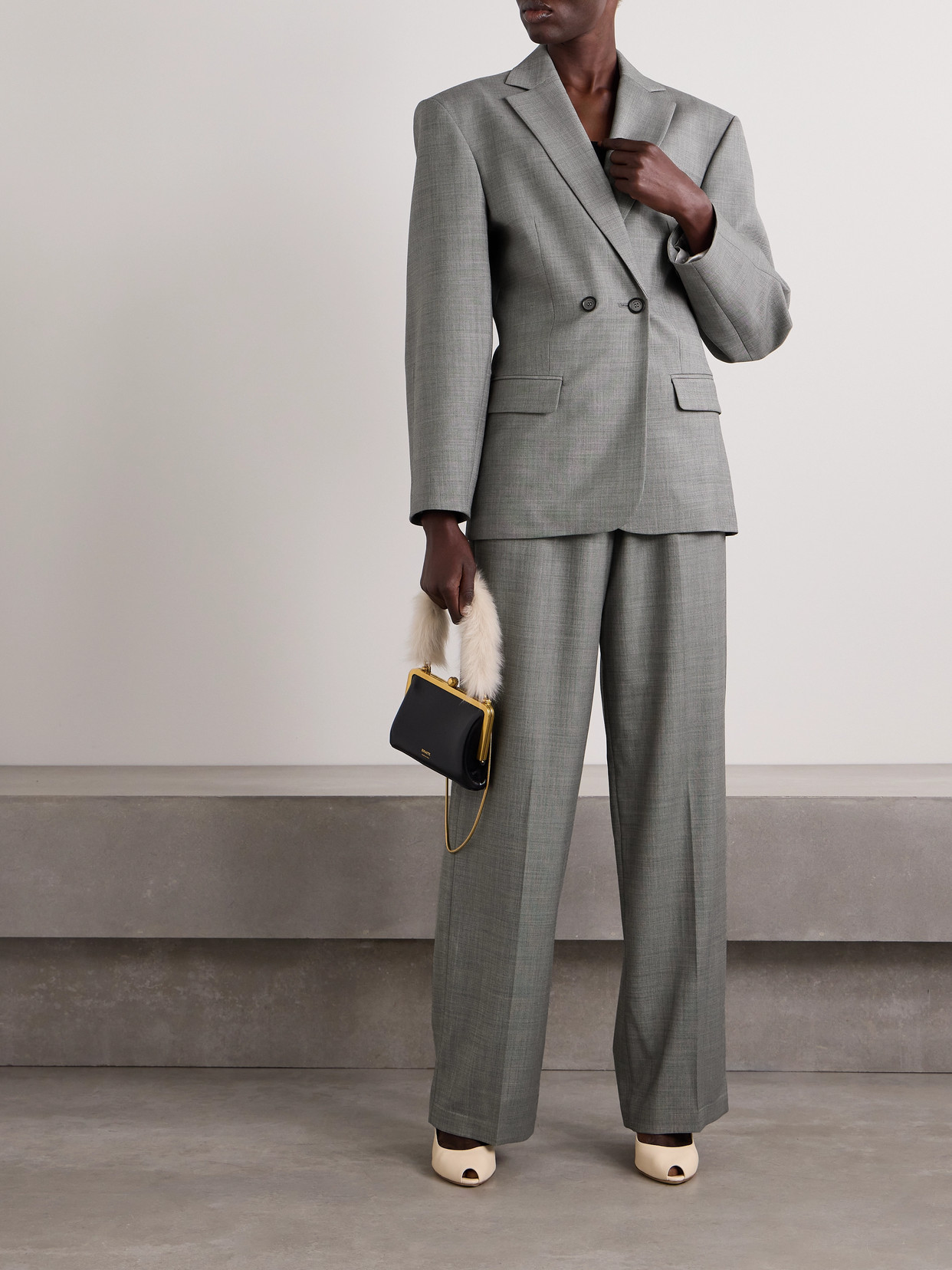 Magda Butrym Wool-blend Tailored Trousers In Gray