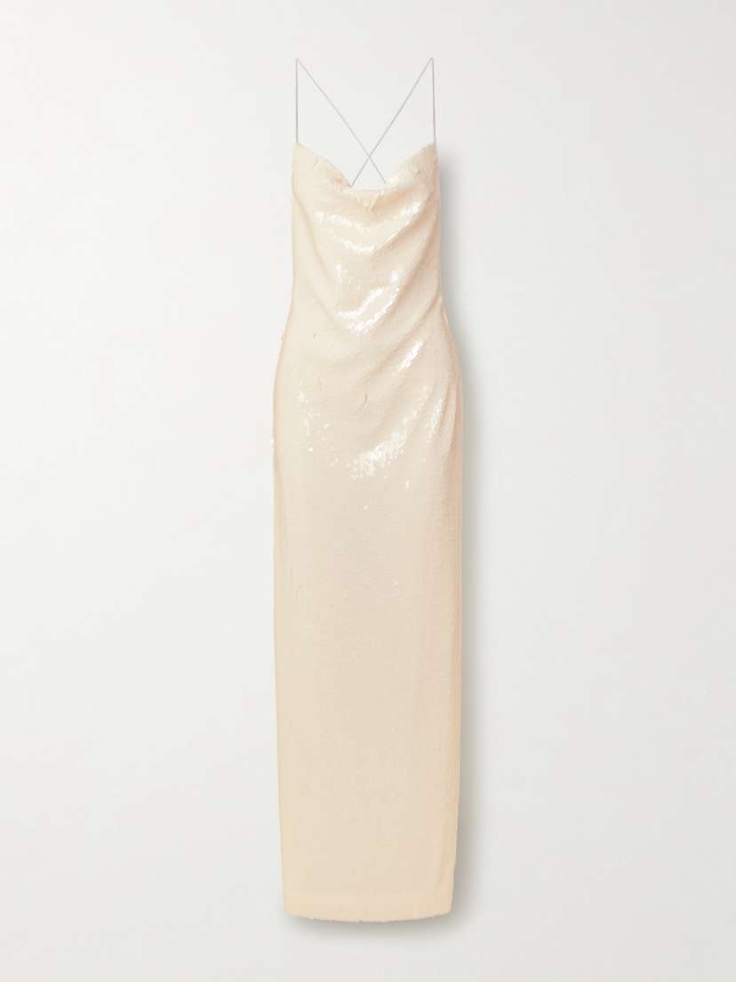 Magda Butrym Open-back Sequined Tulle Maxi Dress