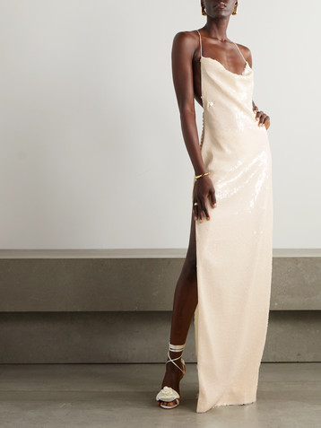 Magda Butrym Open-back sequined tulle maxi dress