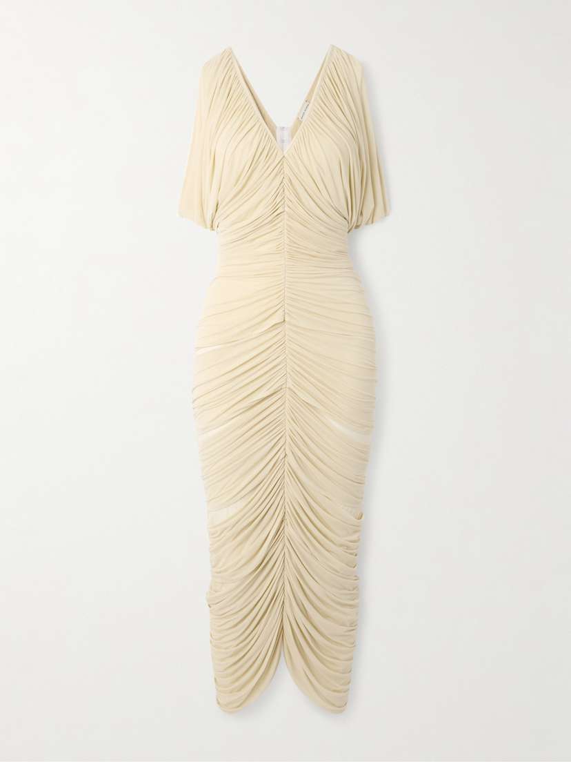 Magda Butrym Ruched Stretch-jersey Midi Dress