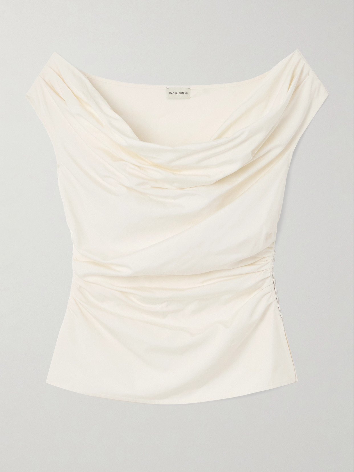 Magda Butrym - Off-the-shoulder Draped Silk Top - White