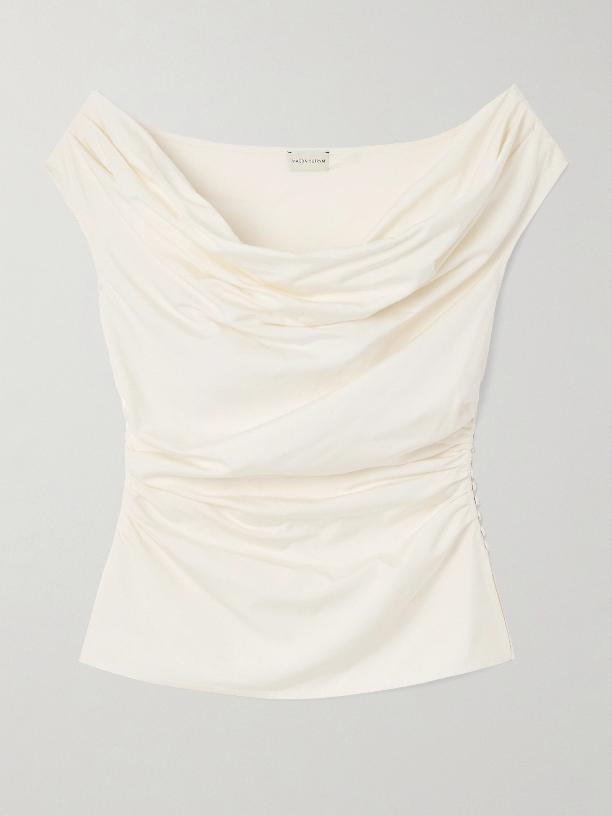 Off-the-shoulder draped silk top - Image 1