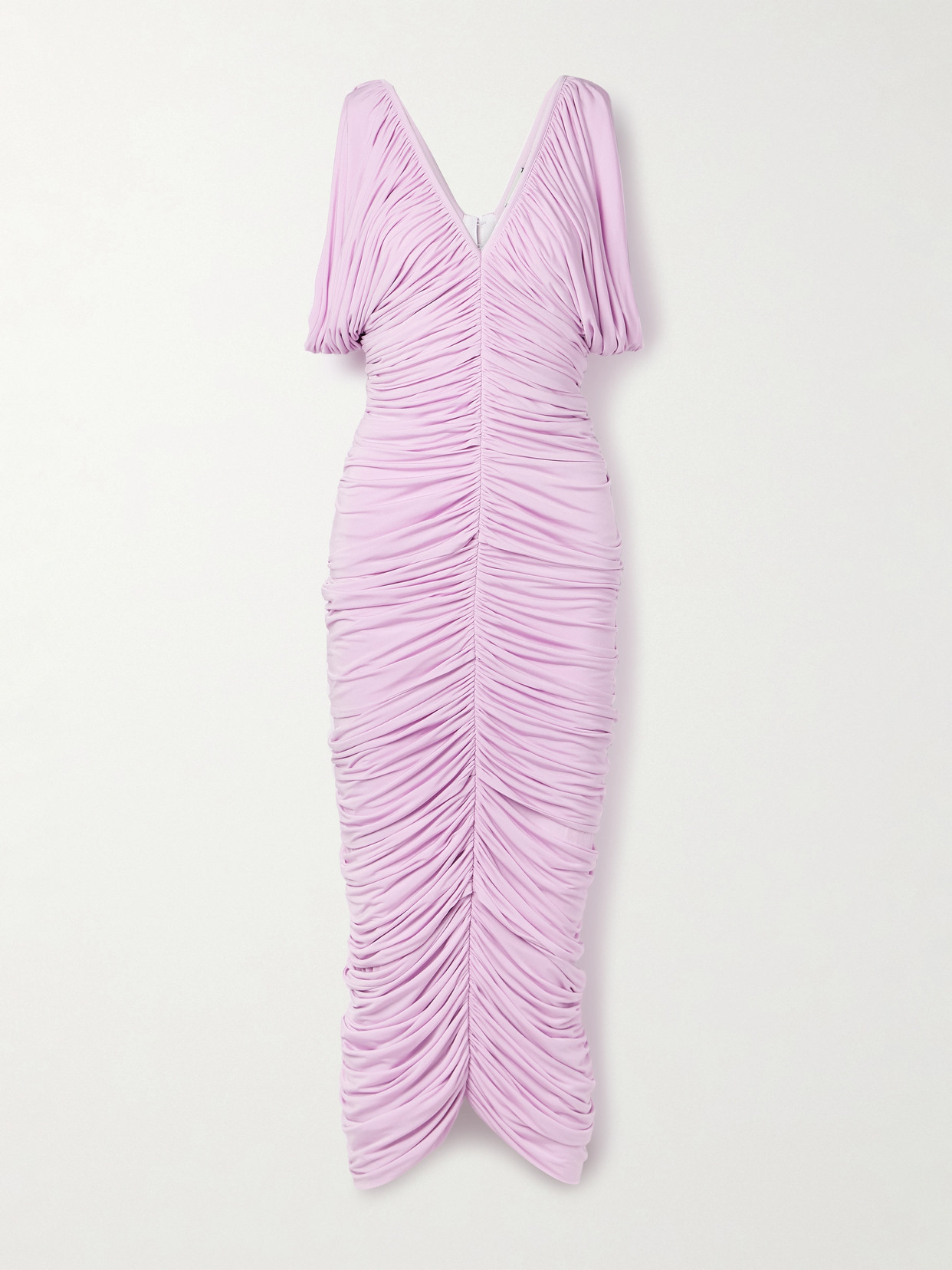 Magda Butrym Ruched Satin-jersey Midi Dress In Pink
