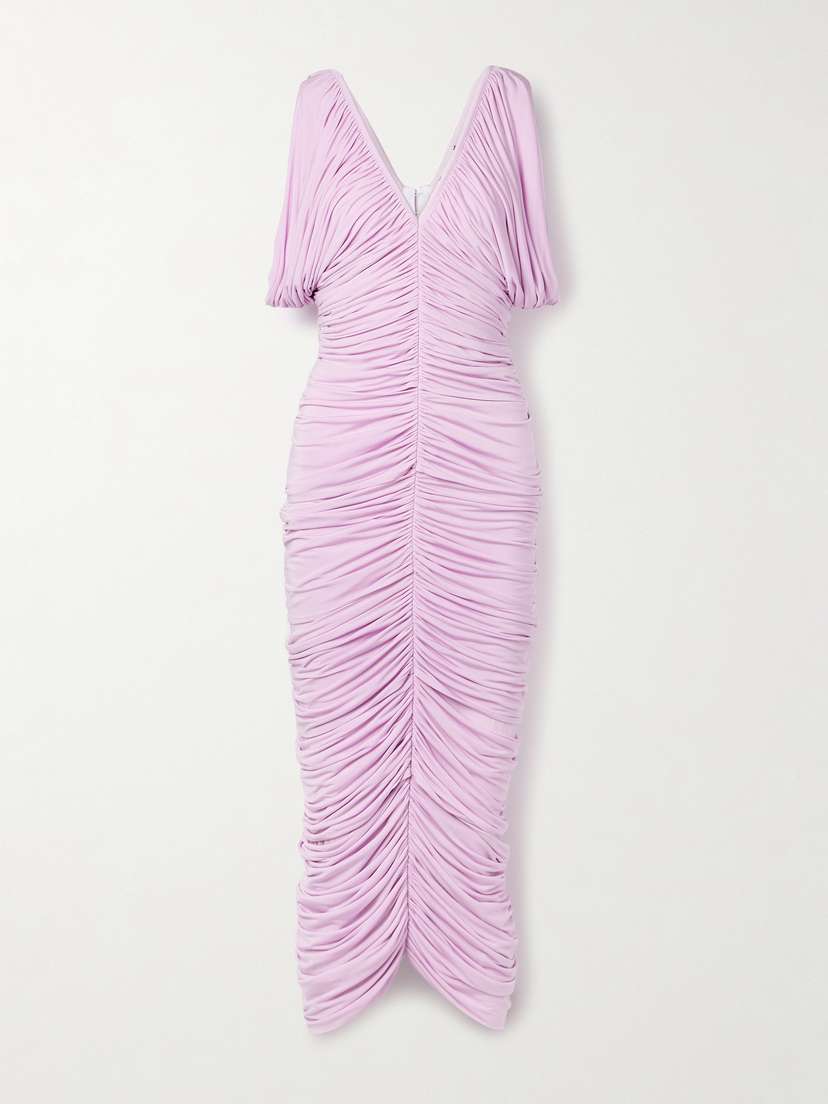 Magda Butrym Ruched Satin-jersey Midi Dress