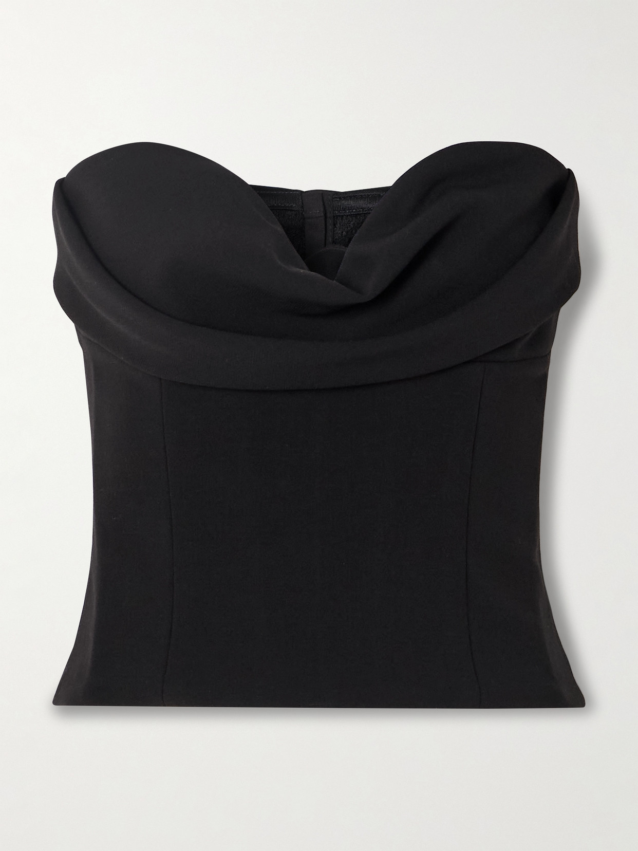 MAGDA BUTRYM CROPPED DRAPED WOOL-BLEND CREPE BUSTIER TOP