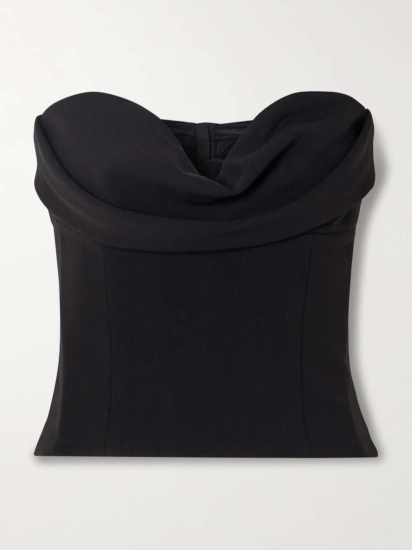 Magda Butrym Cropped Draped Wool-blend Crepe Bustier Top