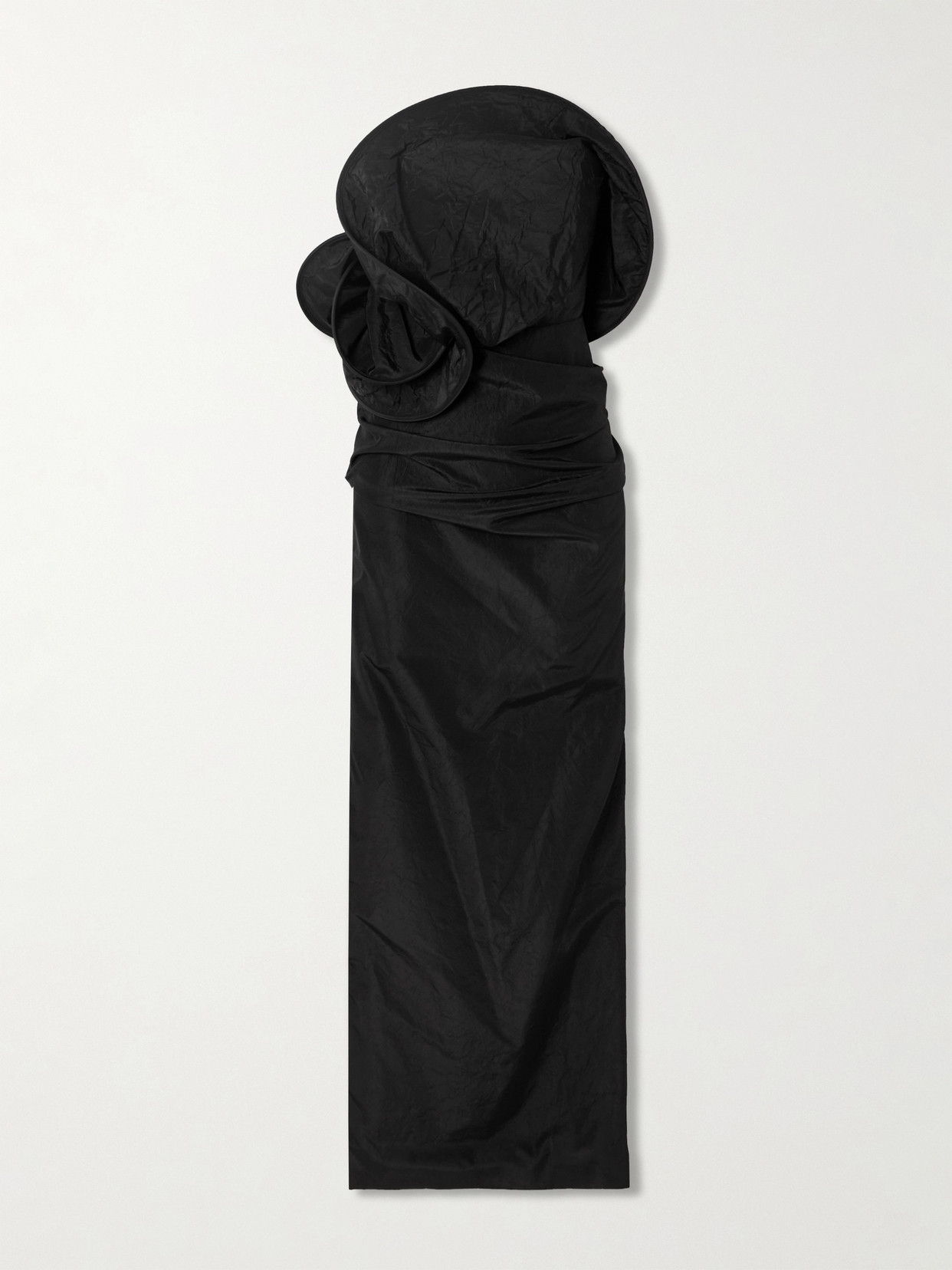 Magda Butrym Strapless Ruched Silk-taffeta Maxi Dress In Black