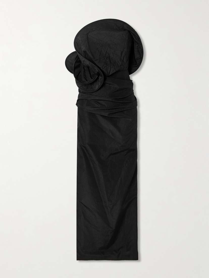 Magda Butrym Strapless Ruched Silk-taffeta Maxi Dress