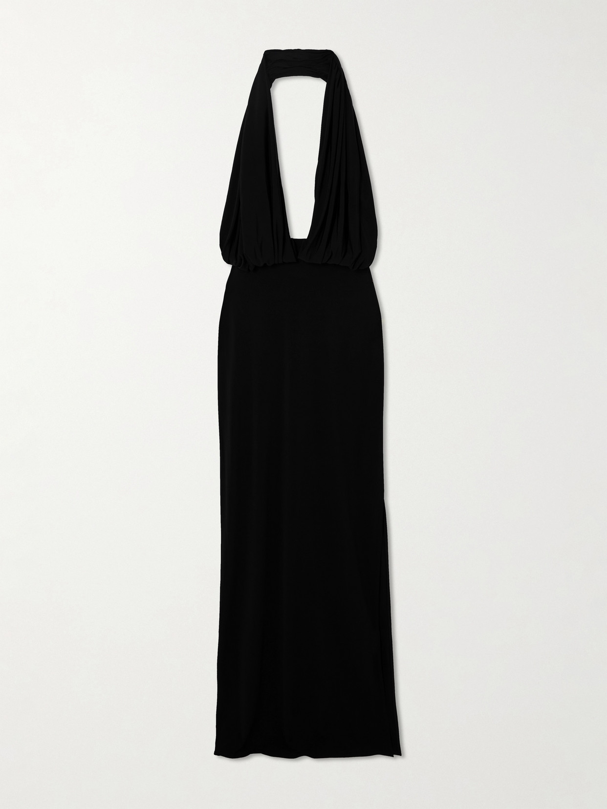 Magda Butrym - Draped Stretch-satin Halterneck Gown - Black