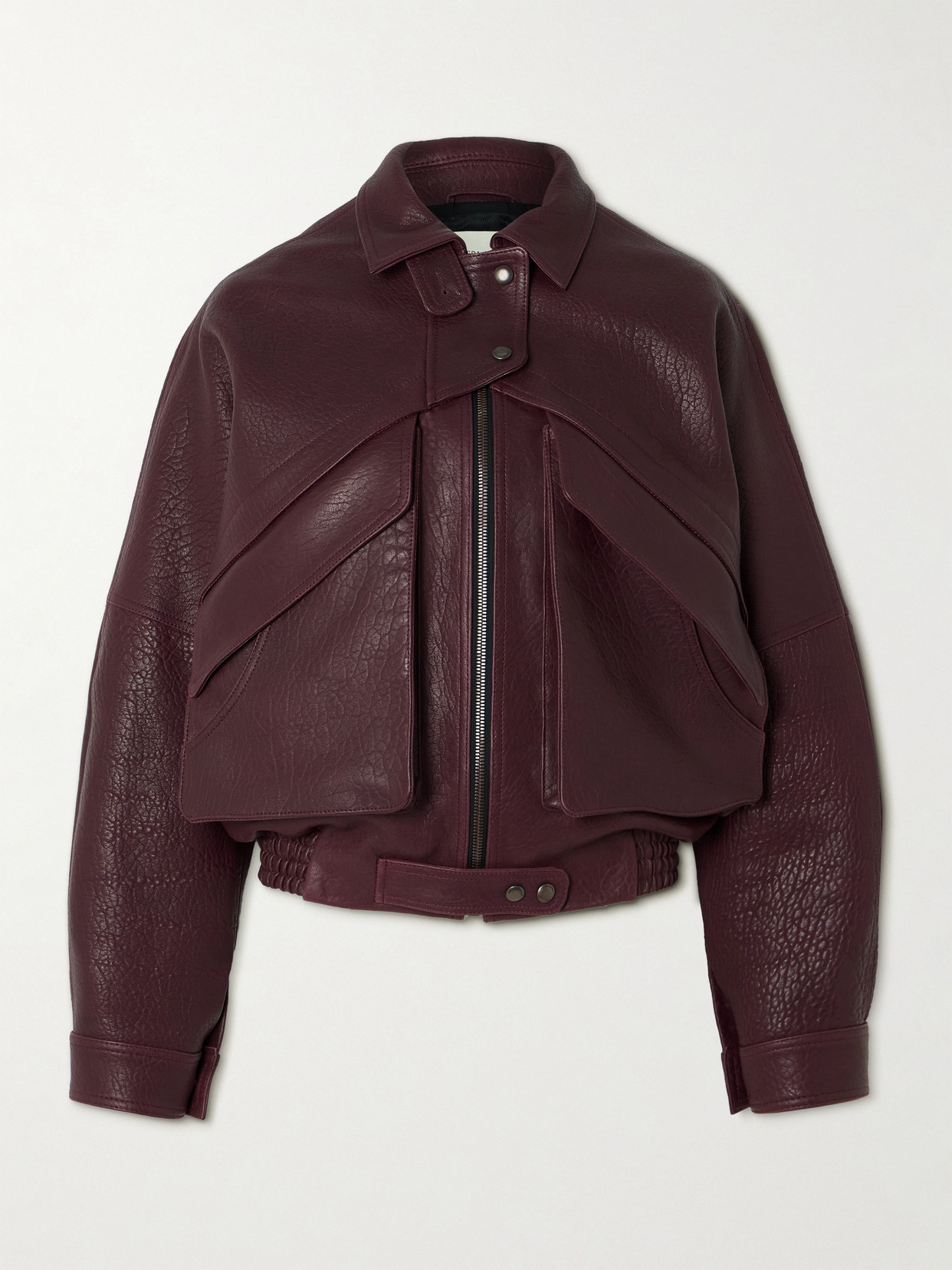 Magda Butrym - Paneled Textured-leather Jacket - Burgundy