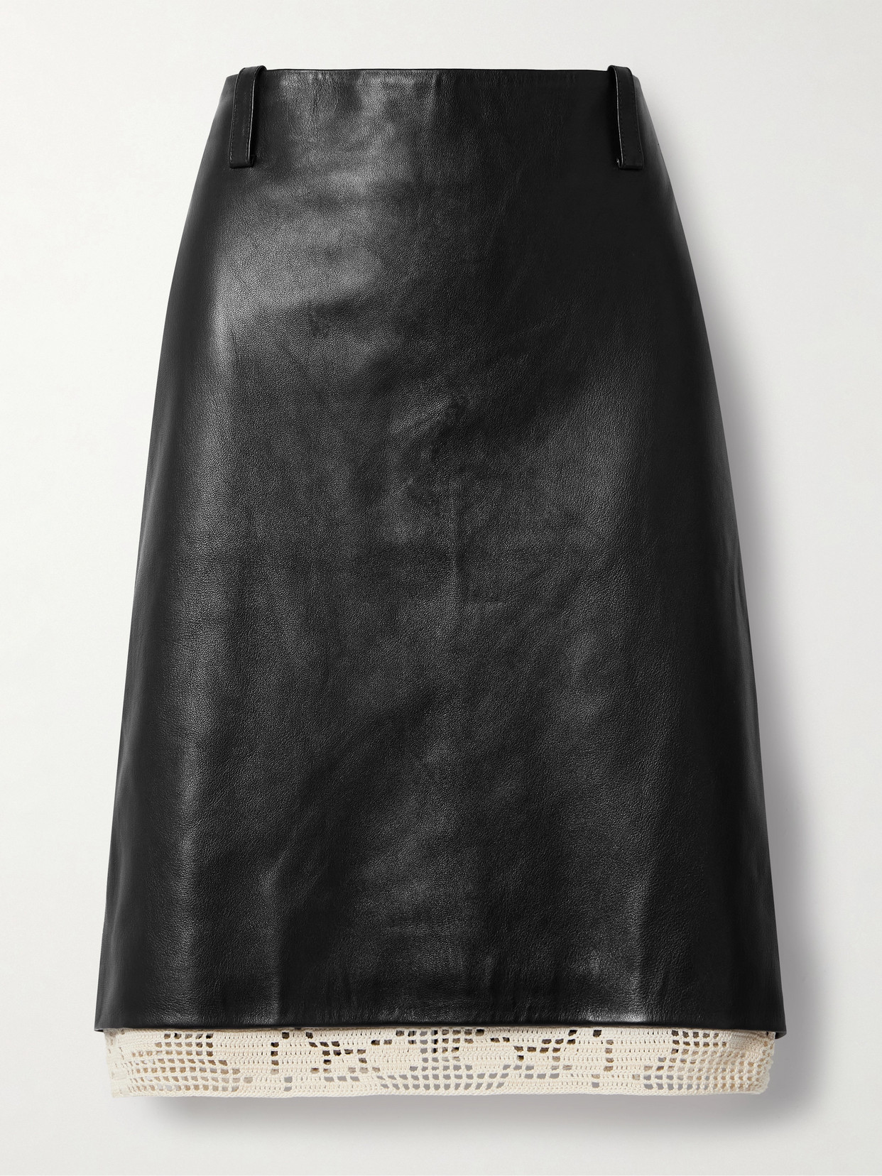 Magda Butrym - Crochet-trimmed Leather Midi Skirt - Black