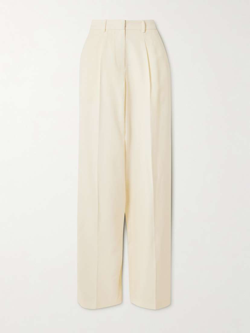 Magda Butrym Pleated Wool And Silk-blend Cady Straight-leg Pants