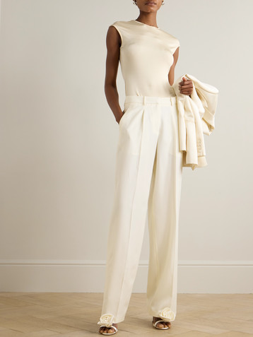 Magda Butrym Pleated wool and silk-blend cady straight-leg pants