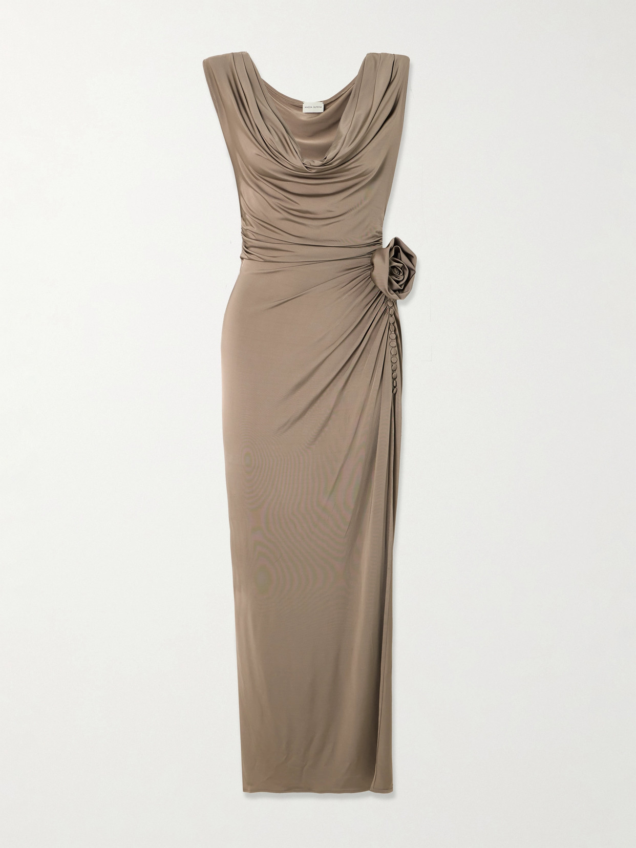 Magda Butrym - Appliquéd Draped Satin-jersey Maxi Dress - Neutrals