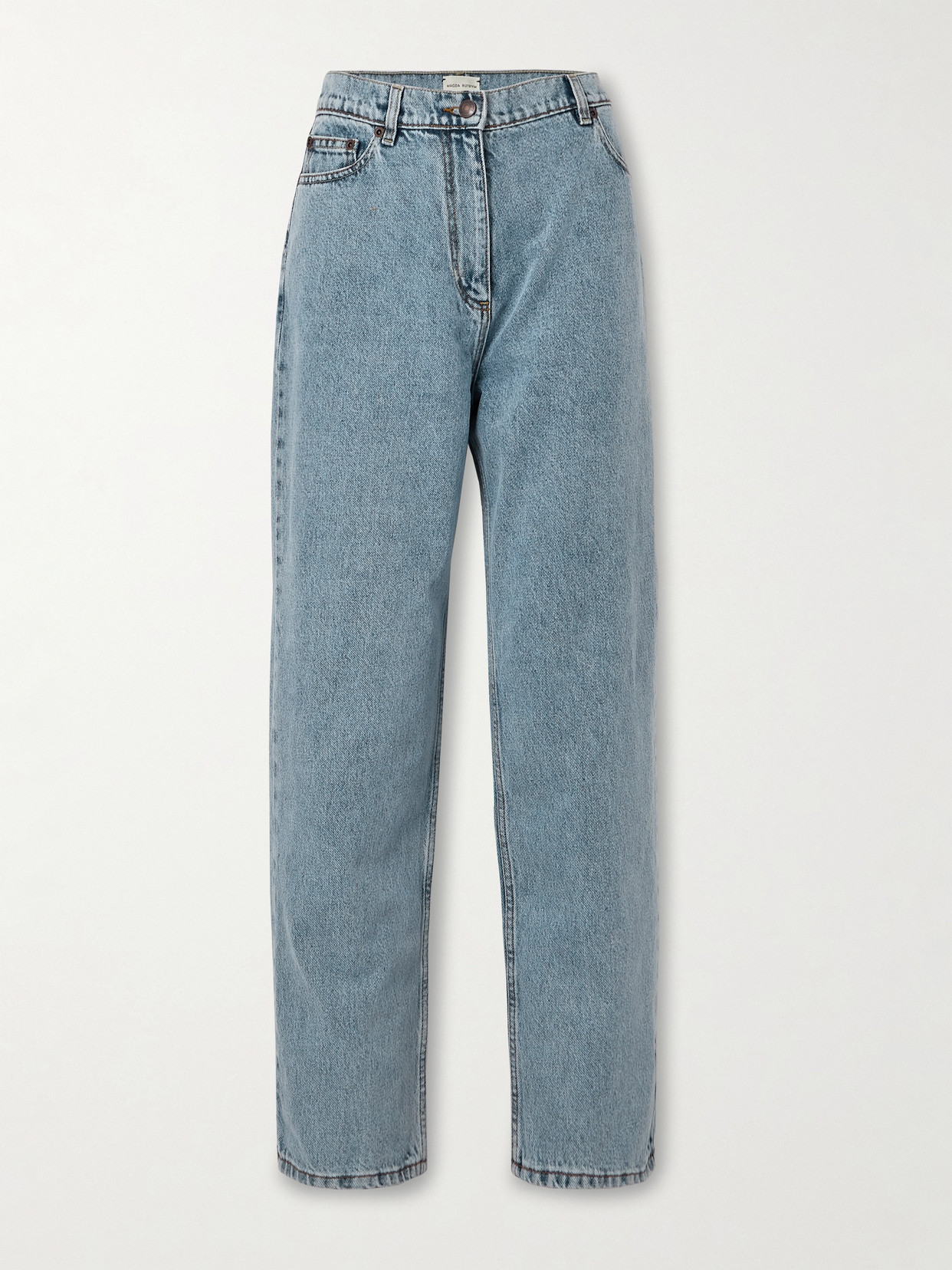 Magda Butrym Cotton Denim Straight Leg Pants In Blue
