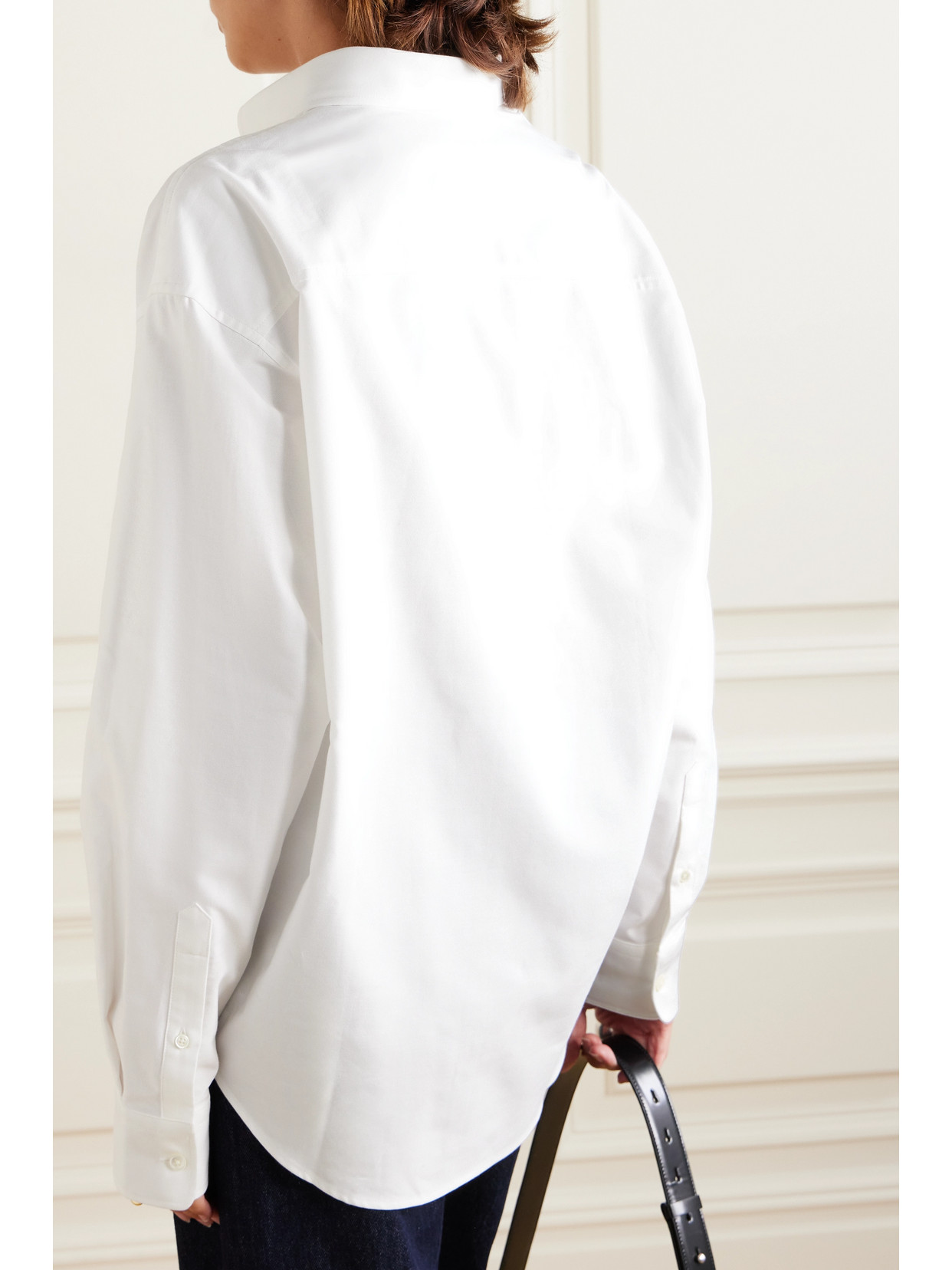 Ami Alexandre Mattiussi Embroidered Cotton Oxford Shirt In White
