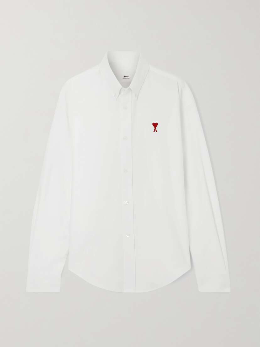 AMI PARIS Adc Embroidered Cotton Oxford Shirt
