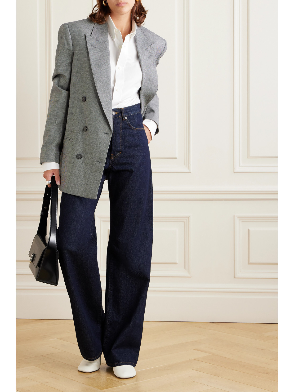 Ami Alexandre Mattiussi Embroidered Cotton Oxford Shirt In White