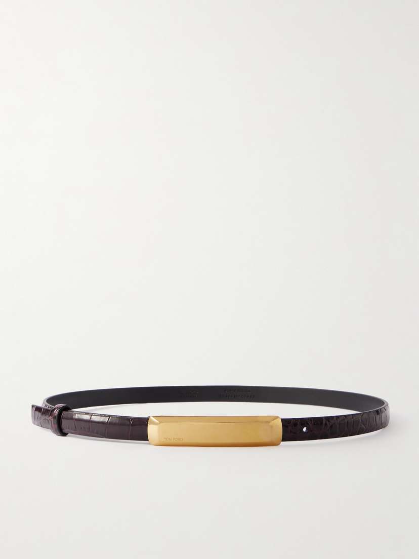 Tom Ford Bar Croc-effect Leather Belt