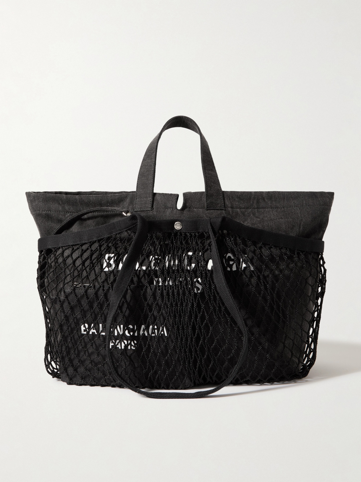 Balenciaga - 24/7 Medium Printed Cotton-canvas And Mesh Tote - Black