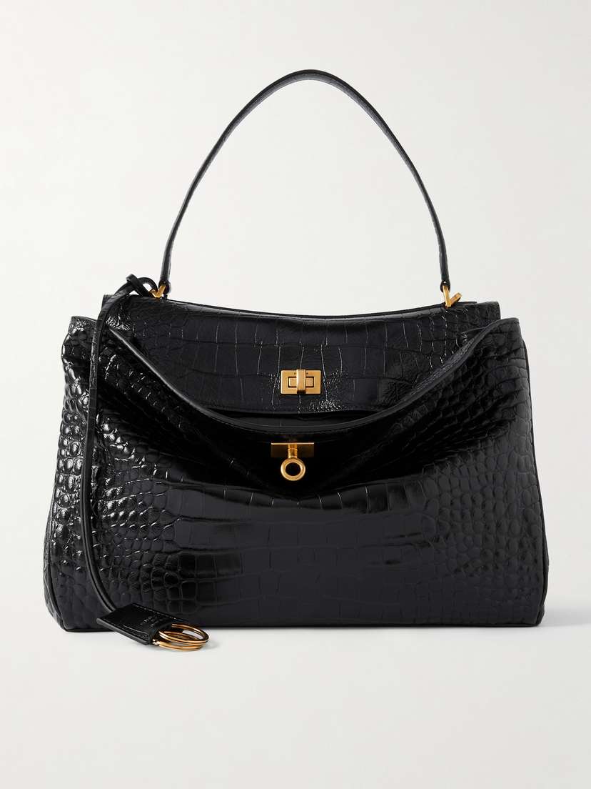 Balenciaga Rodeo Medium Croc-effect Leather Shoulder Bag