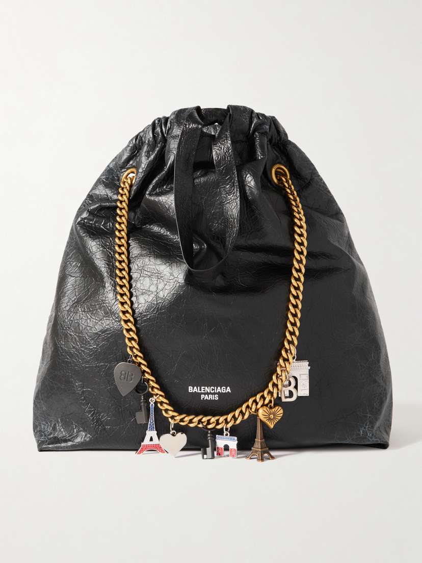 Balenciaga Crush M Embellished Crinkled-leather Tote