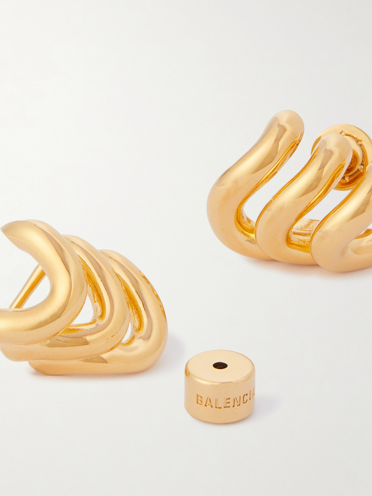 Balenciaga Loop Trio Gold-tone Earrings In Gold