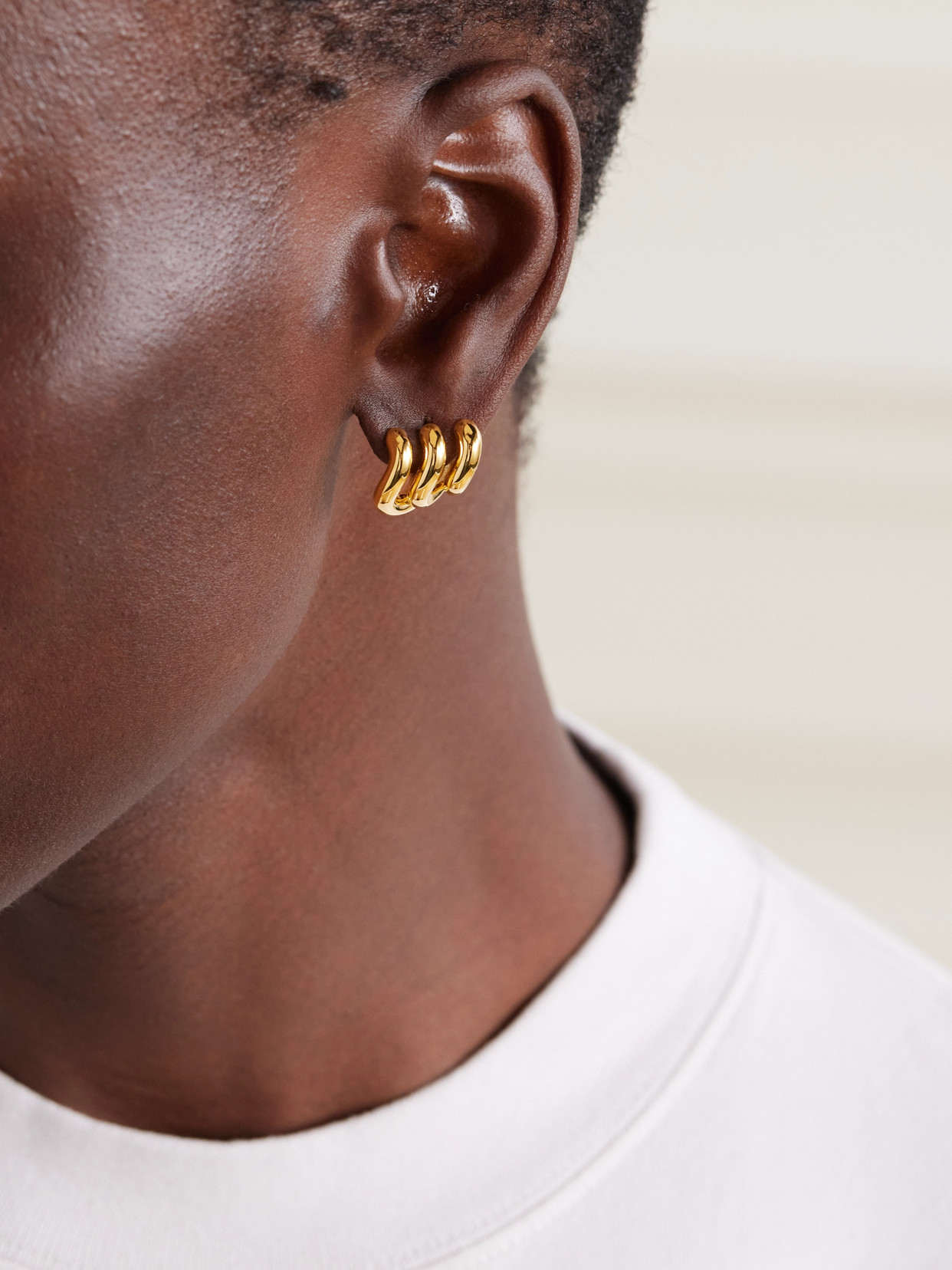 Balenciaga Loop Trio Gold-tone Earrings In Gold