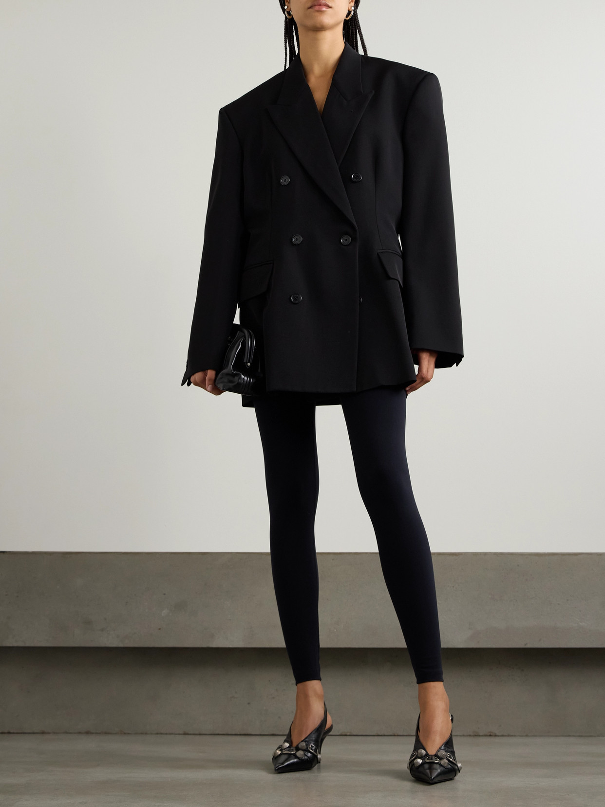 Balenciaga Black Stretch Nylon Leggings