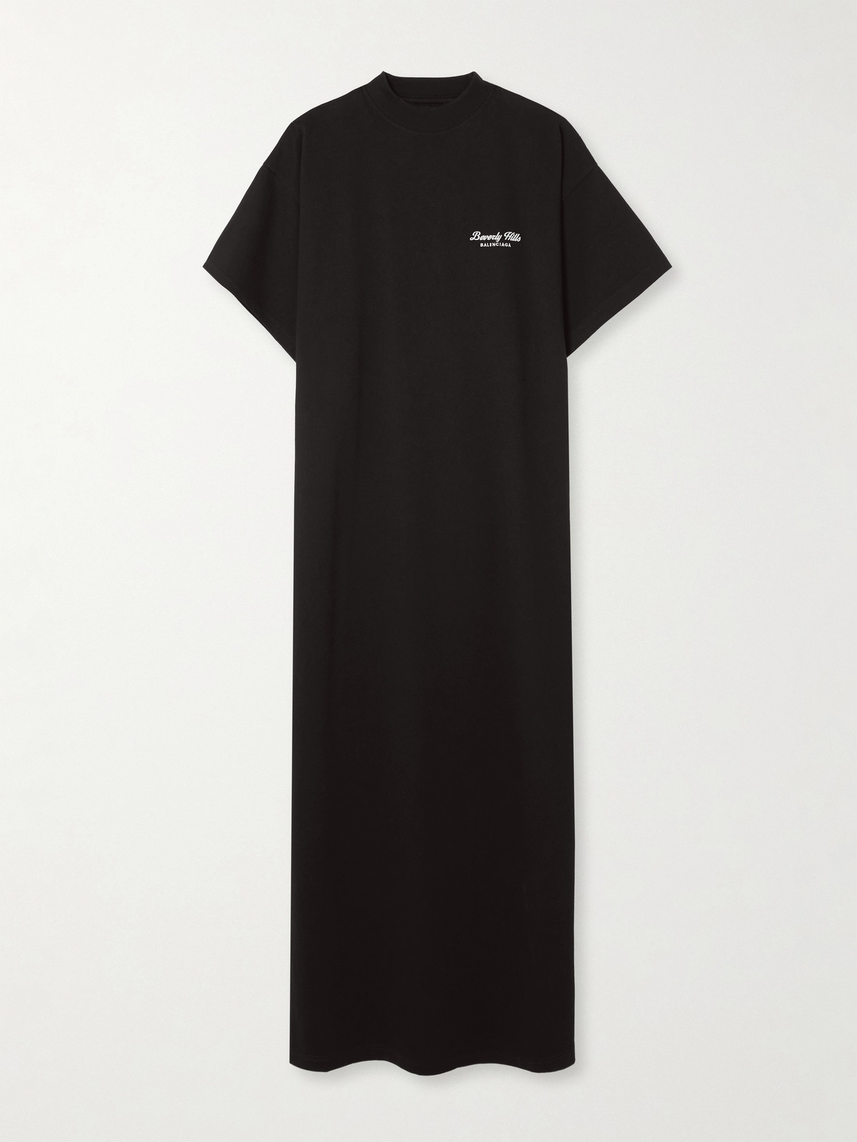 Balenciaga Oversized Logo-embroidered Cotton-jersey Maxi Dress In Black