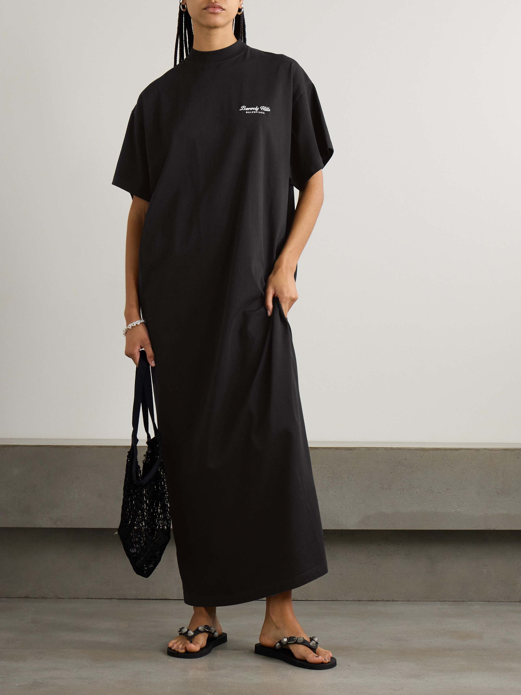 logo maxi dress Off-White - Black logo maxi dress OWDB320C99JER001