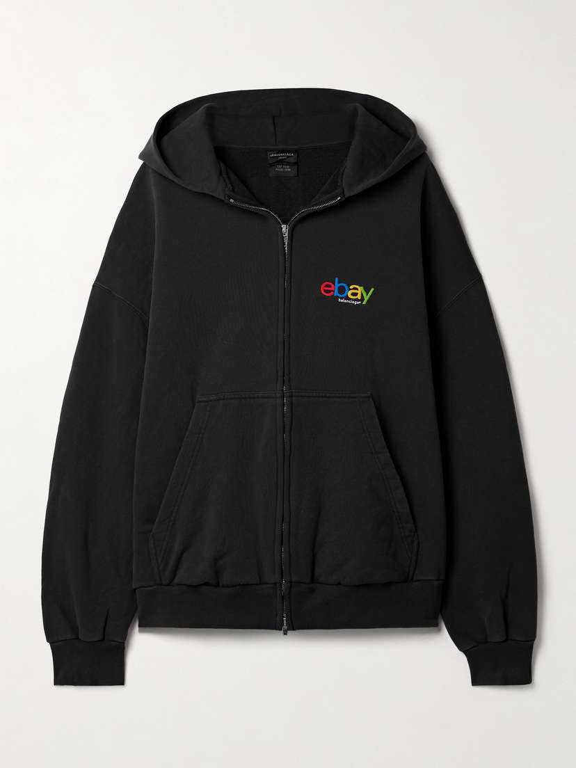 Balenciaga Oversized Embroidered Cotton-jersey Hoodie